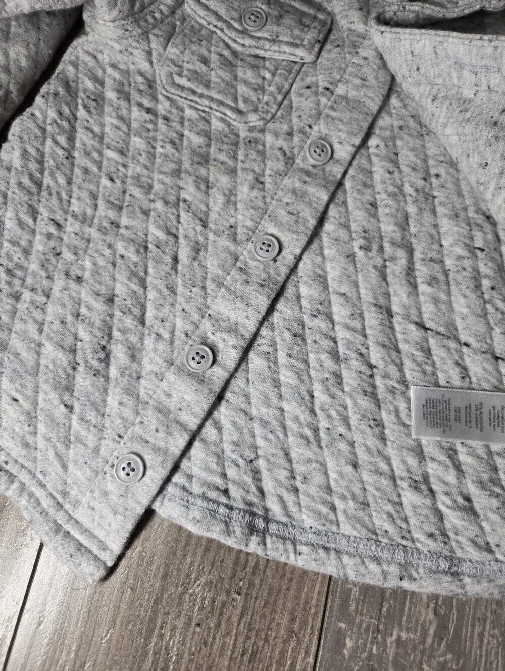 OshKosh B'gosh Boys Quilted Light Gray Button-Up Shacket Shirt Jacket Size 3T